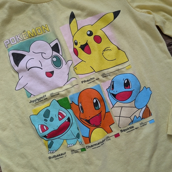 Pokemon Long Sleeve Yellow Graphic Character Tee Youth Large 10-12 - Picture 2 of 7